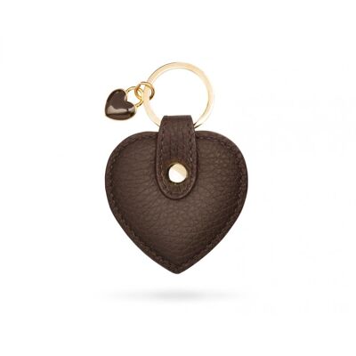 Leather Heart Shaped Key Ring - Brown - Brown