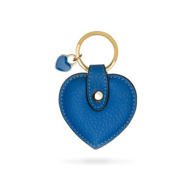 Leather Heart Shaped Key Ring - Cobalt - Cobalt