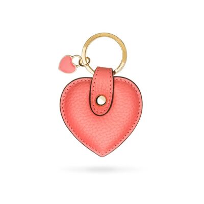Leather Heart Shaped Key Ring - Pink - Pink