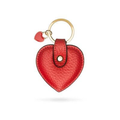 Leather Heart Shaped Key Ring - Red - Red