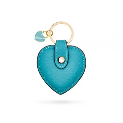Leather Heart Shaped Key Ring - Turquoise - Turquoise