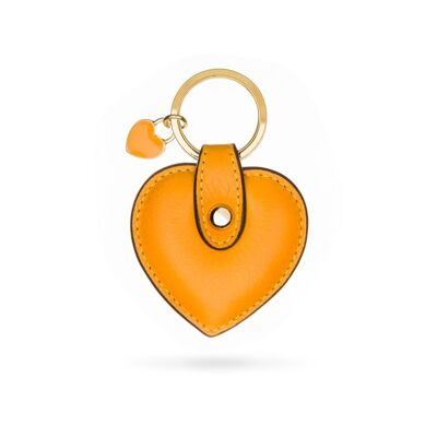Leather Heart Shaped Key Ring - Yellow - Yellow
