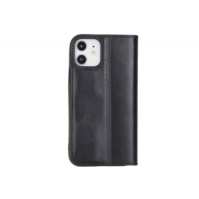 Leather iPhone 12 Or 12 Pro Wallet Case - Black With Red - Black with red - Helvetica/gold