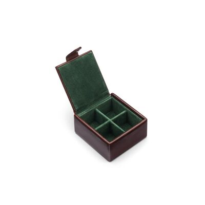 Leather Jewellery Box - Dark Tan - Dark tan - Helvetica/gold