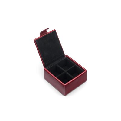 Leather Jewellery Box - Red - Red - Helvetica/silver
