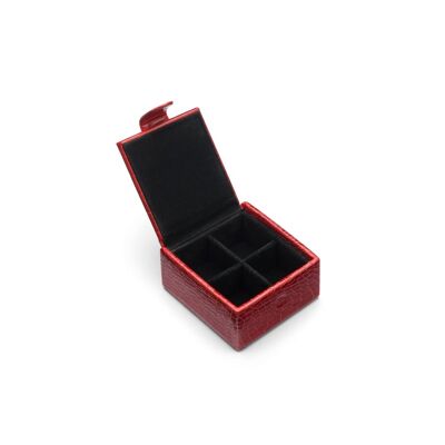 Leather Jewellery Box - Red Croc With Black - Red croc with black - Helvetica/silver