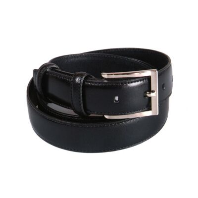 Leather Men's Skinny Belt - Black - Black 32"/ 81cm