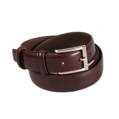 Leather Men's Skinny Belt - Brown - Brown 34"/ 86.5cm