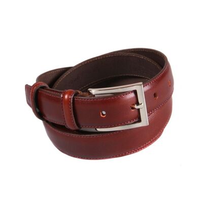 Leather Men's Skinny Belt - Dark Tan - Dark tan 32"/ 81cm