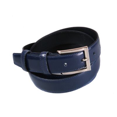 Leather Men's Skinny Belt - Navy - Navy 32"/ 81cm