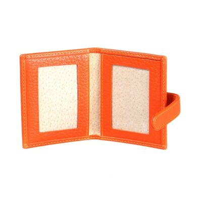 Leather Mini Double Passport Photo Frame 60 x 40mm - Orange - Orange - Helvetica/silver