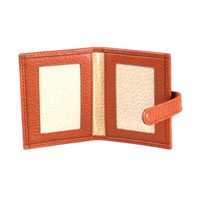 Leather Mini Double Passport Photo Frame 60 x 40mm - Tan - Tan - Helvetica/gold