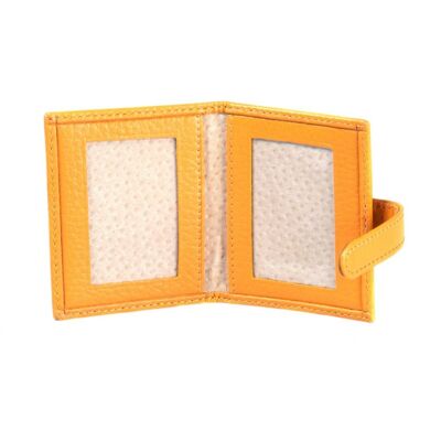 Leather Mini Double Passport Photo Frame 60 x 40mm - Yellow - Yellow - Helvetica/silver