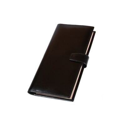 Leather Multiple Business Card Wallet - Black - Black - Helvetica/silver