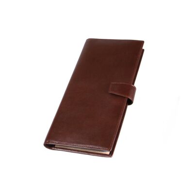 Leather Multiple Business Card Wallet - Brown - Brown - Helvetica/silver