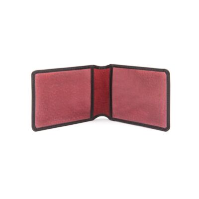 Leather Oyster Travel Card Holder - Black With Red - Black with red - Helvetica/silver