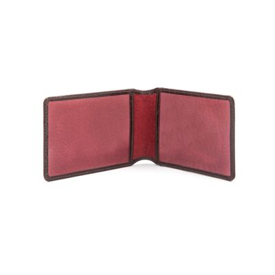Leather Oyster Travel Card Holder - Brown Croc With Red - Brown croc with red - Helvetica/silver