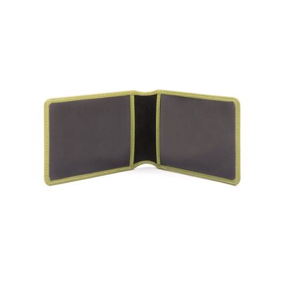 Leather Oyster Travel Card Holder - Lime Green With Black - Lime green with black - Helvetica/gold