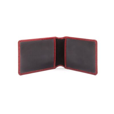 Leather Oyster Travel Card Holder - Red Croc With Black - Red croc with black - Helvetica/ blind