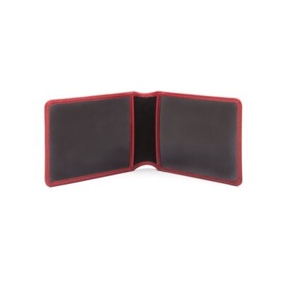 Leather Oyster Travel Card Holder - Red With Black - Red with black - Helvetica/silver
