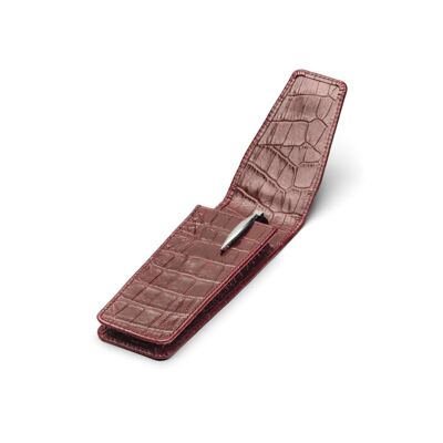 Leather Pen Holder - Burgundy Croc - Burgundy croc