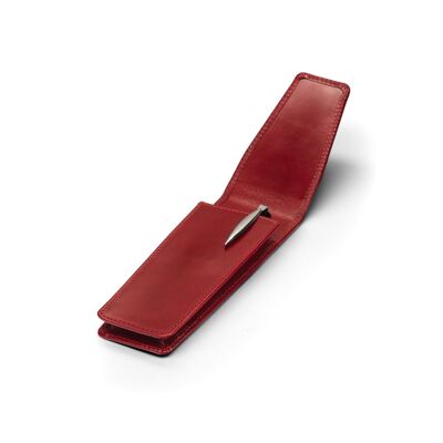 Leather Pen Holder - Red - Red