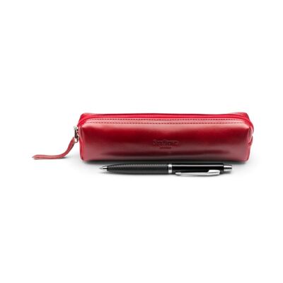 Leather Pencil Case - Red - Red