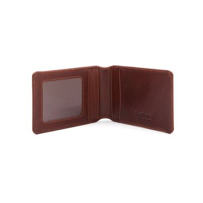 Leather Travel Card Wallet - Dark Tan - Dark tan - Helvetica/gold