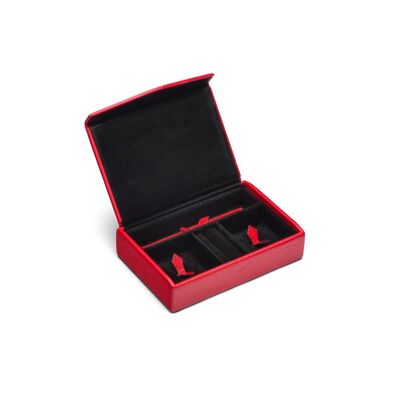 Luxury Leather Jewel Box - Red With Black - Red with black - Helvetica/ blind