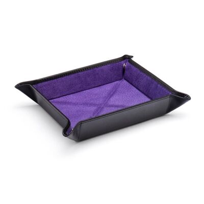 Medium Leather Tdy Tray - Black With Purple - Black with purple - Helvetica/silver