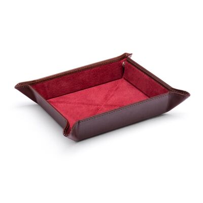 Medium Leather Tidy Tray - Dark Tan With Red - Dark tan with red - Helvetica/silver