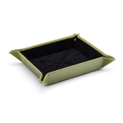 Medium Leather Tidy Tray - Lime Green With Black - Lime green with black - Helvetica/silver