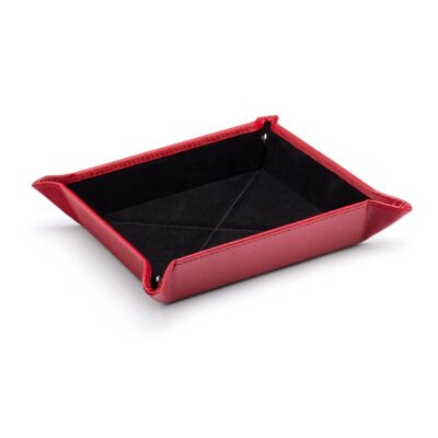 Medium Leather Tidy Tray - Red With Black - Red with black - Helvetica/ blind