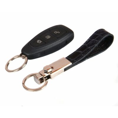 Real Croc Detachable Key Ring - Black - Black