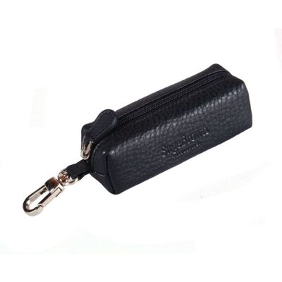 Rectangular Leather Key Case - Black - Black