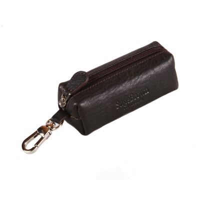 Rectangular Leather Key Case - Brown - Brown