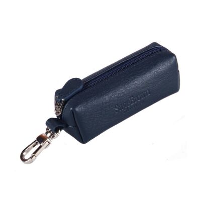 Rectangular Leather Key Case - Navy - Navy