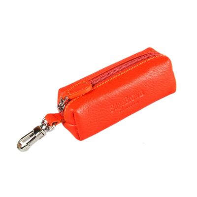 Rectangular Leather Key Case - Orange - Orange