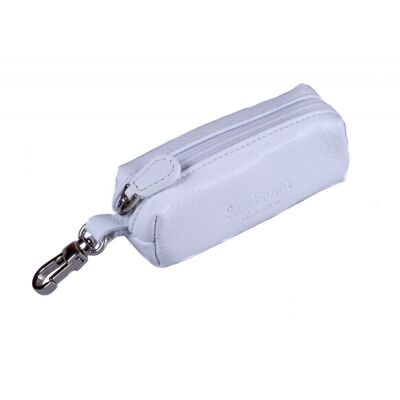 Rectangular Leather Key Case - White - White