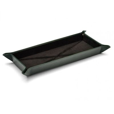 Rectangular Leather Tidy Tray - Green - Green - Helvetica/silver