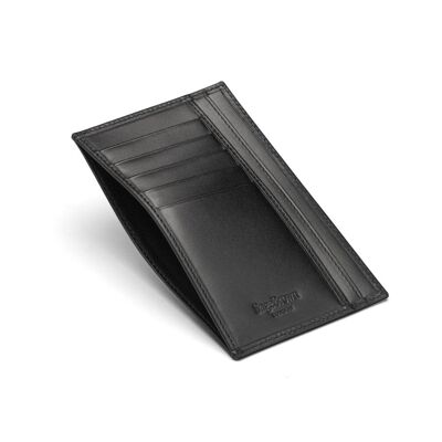 Slim Flat Leather Pocket Jotter Card Wallet - Black - Black - Helvetica/gold