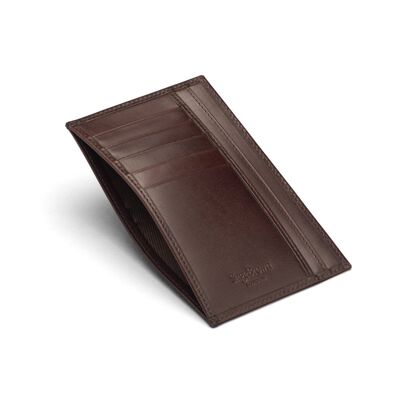 Slim Flat Leather Pocket Jotter Card Wallet - Brown - Brown - Helvetica/ blind