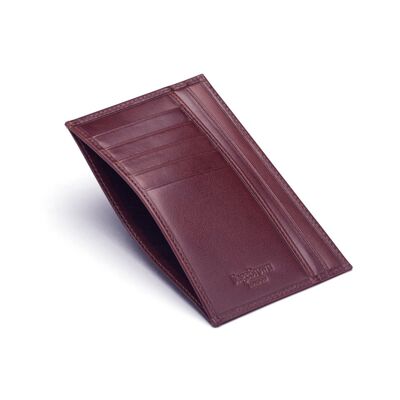 Slim Flat Leather Pocket Jotter Card Wallet - Burgundy - Burgundy - Helvetica/gold