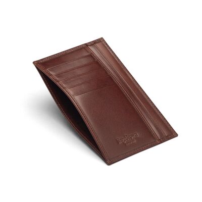 Slim Flat Leather Pocket Jotter Card Wallet - Dark Tan - Dark tan - Helvetica/gold