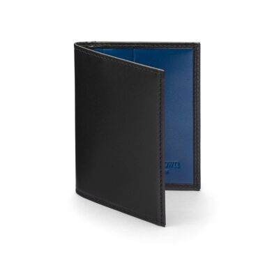 Slim Leather Credit Card Case With RFID Protection - Black With Cobalt Blue - Black with cobalt blue