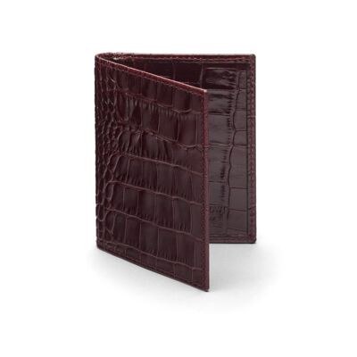 Slim Leather Credit Card Case With RFID Protection - Burgundy Croc - Burgundy croc