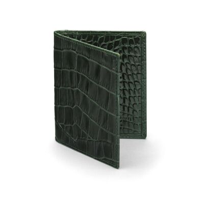 Slim Leather Credit Card Case With RFID Protection - Green Croc - Green croc
