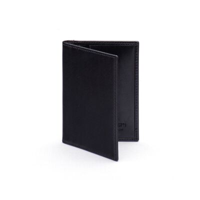 Slim Leather Credit Card Wallet With RFID Protection - Black - Black - Helvetica/silver