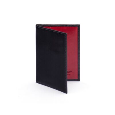 Slim Leather Credit Card Wallet With RFID Protection - Black With Red - Black with red - Helvetica/gold