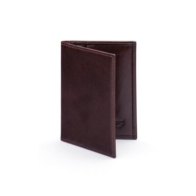 Slim Leather Credit Card Wallet With RFID Protection - Brown - Brown - Helvetica/silver